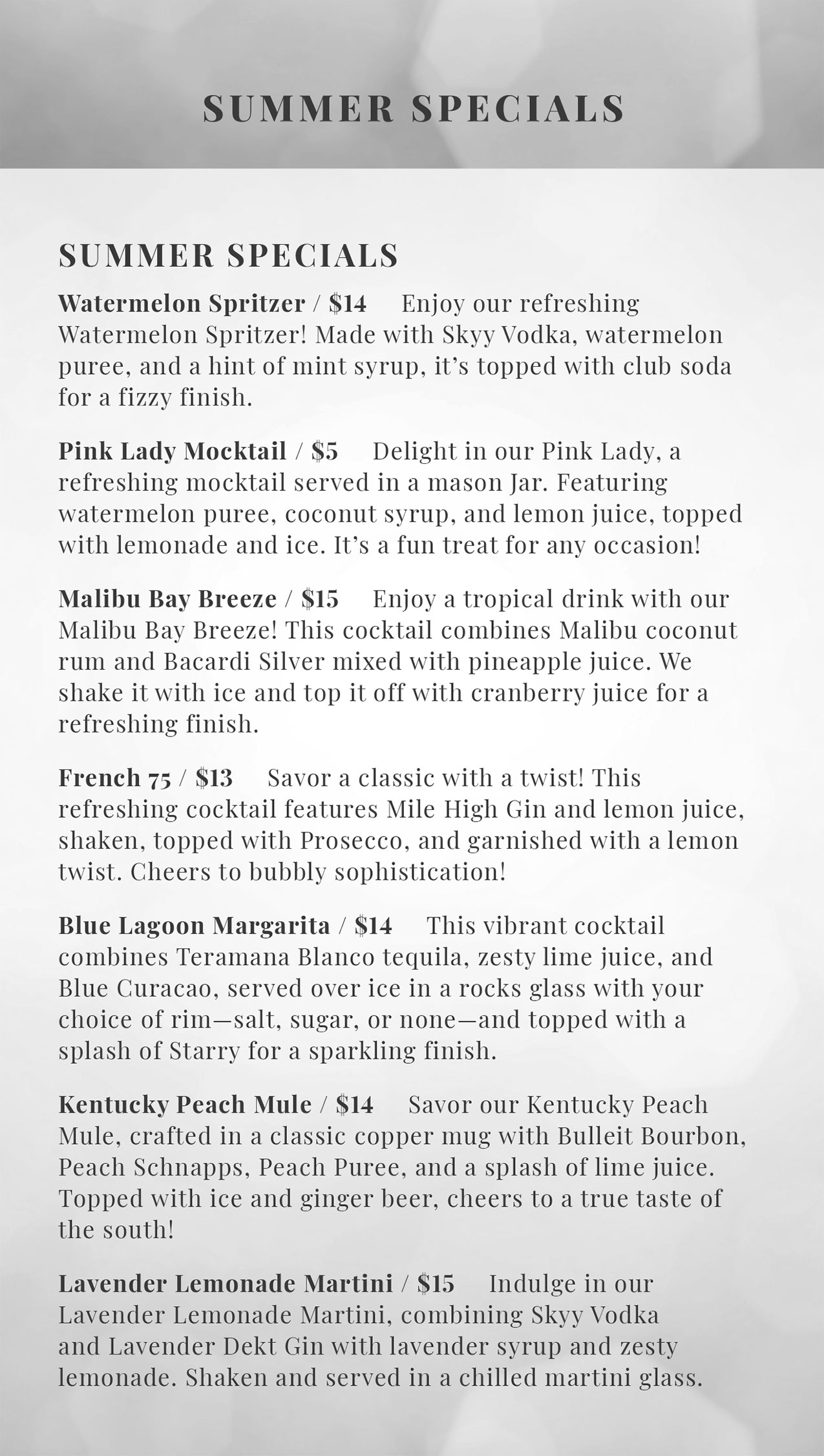 Summer Specials